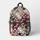 Maroon Red Beige Brown Midyear Circles Pattern Bedruckter Rucksack (Vorderseite)