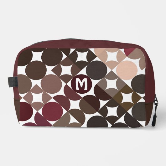 Maroon Red Beige Brown Midyear Circles Pattern Waschbeutel (Vorderseite)