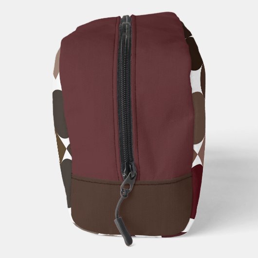 Maroon Red Beige Brown Midyear Circles Pattern Waschbeutel (Rechts)