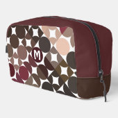 Maroon Red Beige Brown Midyear Circles Pattern Waschbeutel (Rechte Ecke)