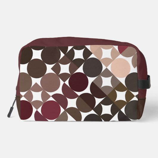 Maroon Red Beige Brown Midyear Circles Pattern Waschbeutel (Rückseite)