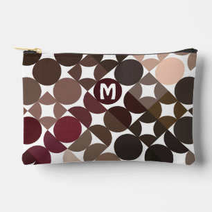 Maroon Red Beige Brown Midyear Circles Pattern Zubehörtasche