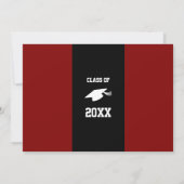 Maroon Red + Black School Colors Foto Abschluss Einladung (Rückseite)