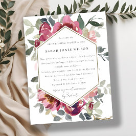 MAROON RED BLUSH ROSE FLORA FAHRT MIT DEM BRAUTPAR POSTKARTE