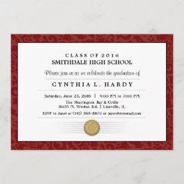 Maroon Red Border Diploma Abschluss Einladung