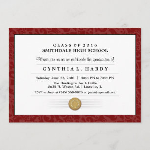 Maroon Red Border Diploma Abschluss Einladung