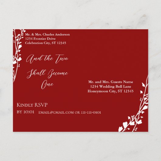 Maroon Red Christlich Wedding Einladung (Rückseite)