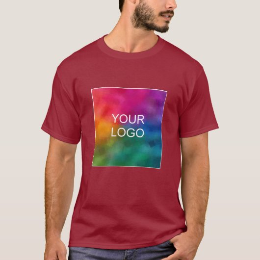 Maroon Red Custom Add Logo Text Mens Modern T-Shirt (Vorderseite)
