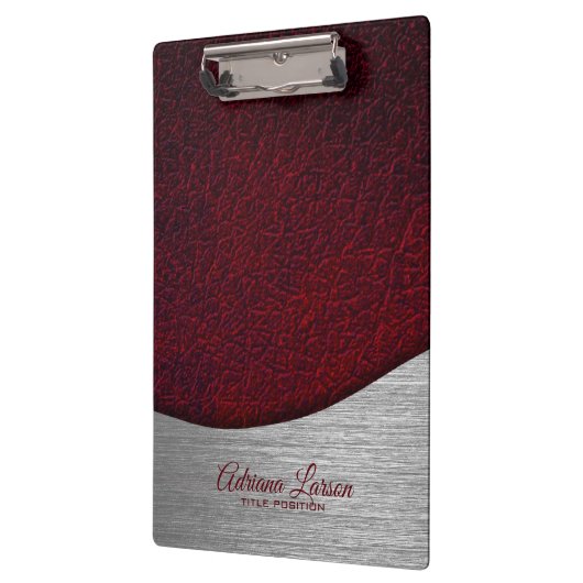 Maroon Red Fake Leather Look Klemmbrett (Links)