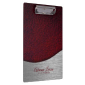 Maroon Red Fake Leather Look Klemmbrett (Rechts)