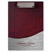 Maroon Red Fake Leather Look Klemmbrett (Vorderseite)