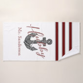Maroon Red Floral Anchor Badehandtuch (Badehandtuch)