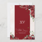 Maroon Red Floral Butterfly Elegant Quinceanera v3 Einladung (Rückseite)