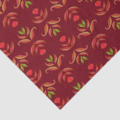 Maroon Red Folk Art Floral Gemütliches & rustikale Seidenpapier (Detail)