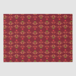 Maroon Red Folk Art Floral Gemütliches & rustikale Seidenpapier