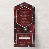 Maroon Red Galaxy Hochzeit im Weltraum All In One Einladung (Innen Boden)