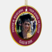 Maroon Red Gold 2 Foto Abschluss Class 2023 Keramik Ornament (Rechts)