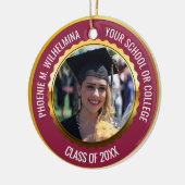 Maroon Red Gold 2 Foto Abschluss Class 2023 Keramik Ornament (Links)