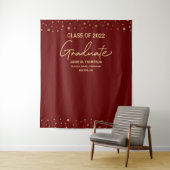 Maroon Red Gold Class 2022 Backdrop Abschluss Wandteppich (Beispiel)