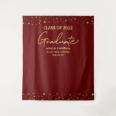 Maroon Red Gold Class 2022 Backdrop Abschluss Wandteppich (Vorderseite)