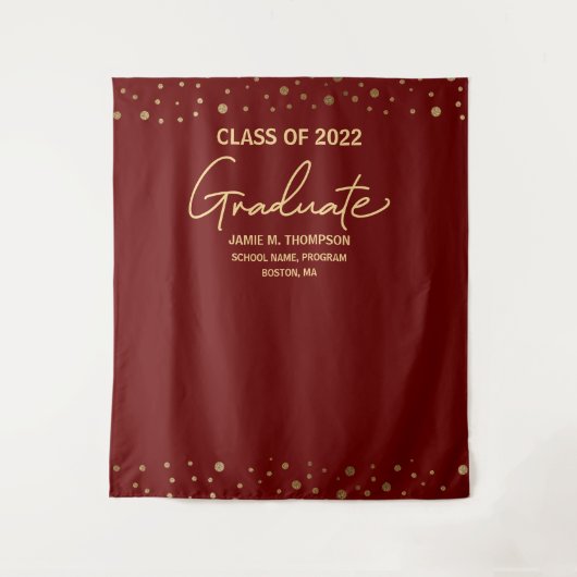 Maroon Red Gold Class 2022 Backdrop Abschluss Wandteppich (Vorderseite)