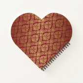 Maroon Red Gold Fleur Damask Muster Monogram Notizblock (Rückseite)