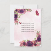 Maroon Red Gold Floral Princess Quinceañera Mitteilungskarte (Rückseite)