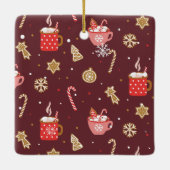 Maroon Red Gold Script Weihnachten Moderne Collage Keramikornament (Rückseite)