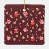 Maroon Red Gold Script Weihnachten Moderne Collage Keramikornament (Rückseite)