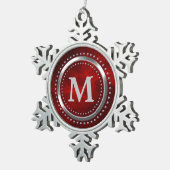 Maroon Red Imitats Chrome Monogram Christmas Schneeflocken Zinn-Ornament (Rechts)