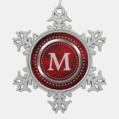 Maroon Red Imitats Chrome Monogram Christmas Schneeflocken Zinn-Ornament (Vorderseite)