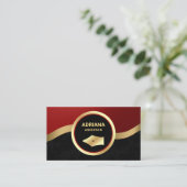 Maroon Red Lawyer Attorney Gold Pen Nib Notary Visitenkarte (Stehend Vorderseite)