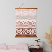 Maroon Red Mauve Blush Pink Taupe Beige Tribal Kun Wandteppich Mit Holzrahmen (Schlafzimmer)