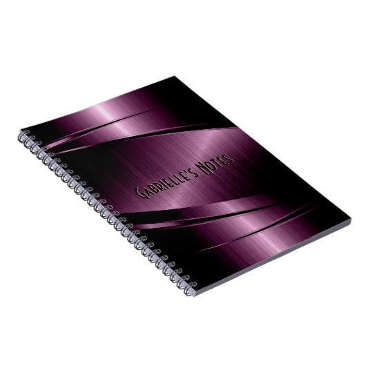 Maroon Red Metallic Design Stainless Steel Look Notizblock (Rechte Seite)