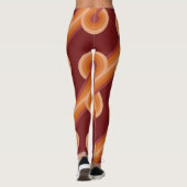 Maroon Red Orange Circles Fusion Fine Art Muster Leggings (Rückseite)
