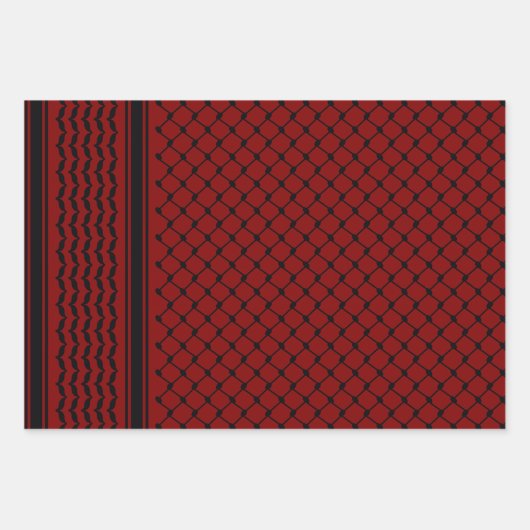 Maroon Red Palestine Keffiyeh Muster Design Geschenkpapier Set (Vorderseite 2)
