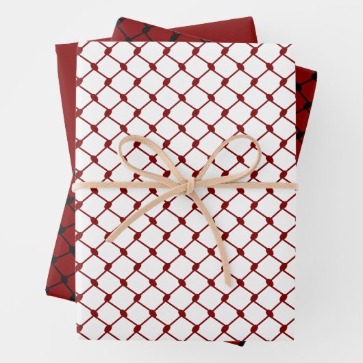 Maroon Red Palestine Keffiyeh Muster Design Geschenkpapier Set (Beispiel)
