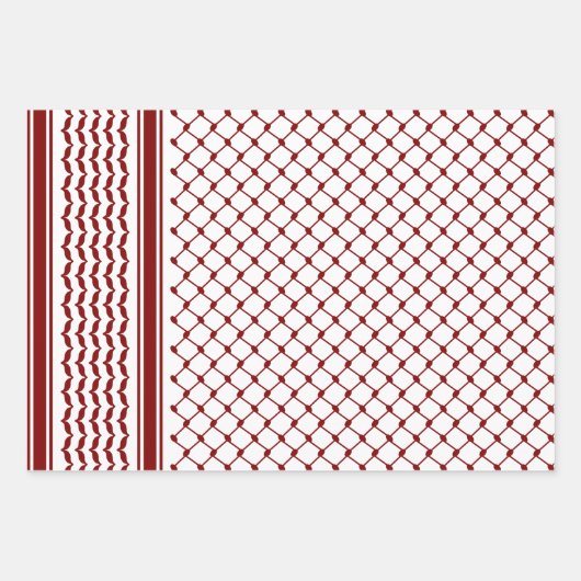 Maroon Red Palestine Keffiyeh Muster Design Geschenkpapier Set (Vorderseite)