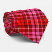 Maroon Red Pink Plaid Tartan Design  Krawatte (Gerollt)
