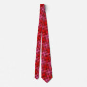 Maroon Red Pink Plaid Tartan Design  Krawatte (Rückseite)
