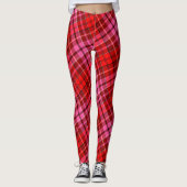 Maroon Red Pink Plaid Tartan Design  Leggings (Vorderseite)