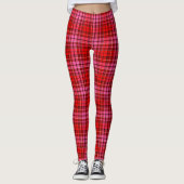 Maroon Red Pink Plaid Tartan Design  Leggings (Vorderseite)