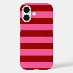 Maroon Red Pink Stripes Design iPhone 16 Hülle