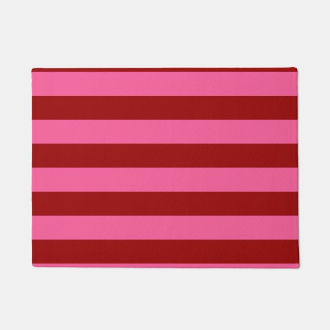 Maroon Red Pink Stripes Design Fußmatte (Vorderseite)