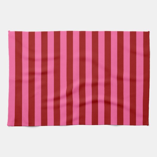 Maroon Red Pink Stripes Design Geschirrtuch (Horizontal)