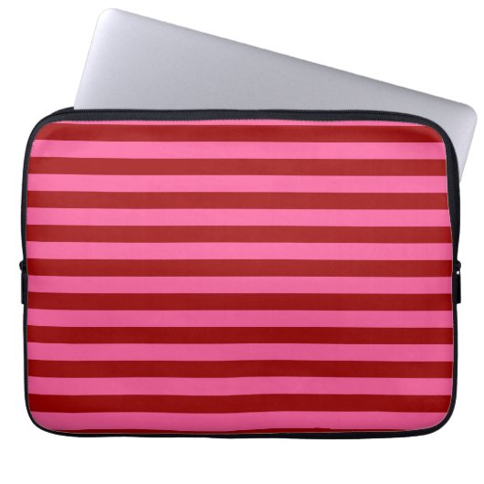 Maroon Red Pink Stripes Design Laptopschutzhülle (Vorderseite)