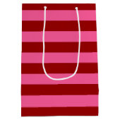 Maroon Red Pink Stripes Design Mittlere Geschenktüte (Rückseite)