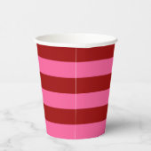 Maroon Red Pink Stripes Design Pappbecher (Rechts)