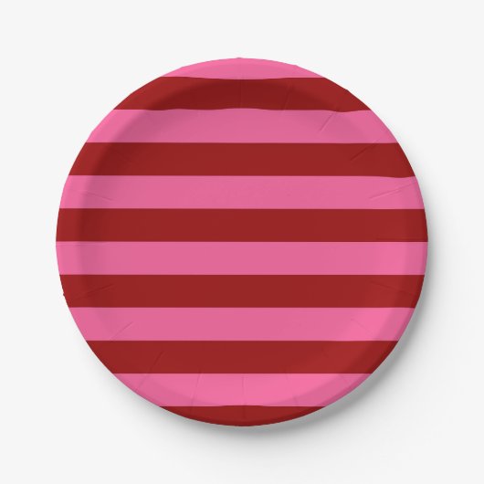 Maroon Red Pink Stripes Design Pappteller (Vorderseite)