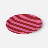 Maroon Red Pink Stripes Design Pappteller (Schrägansicht)
